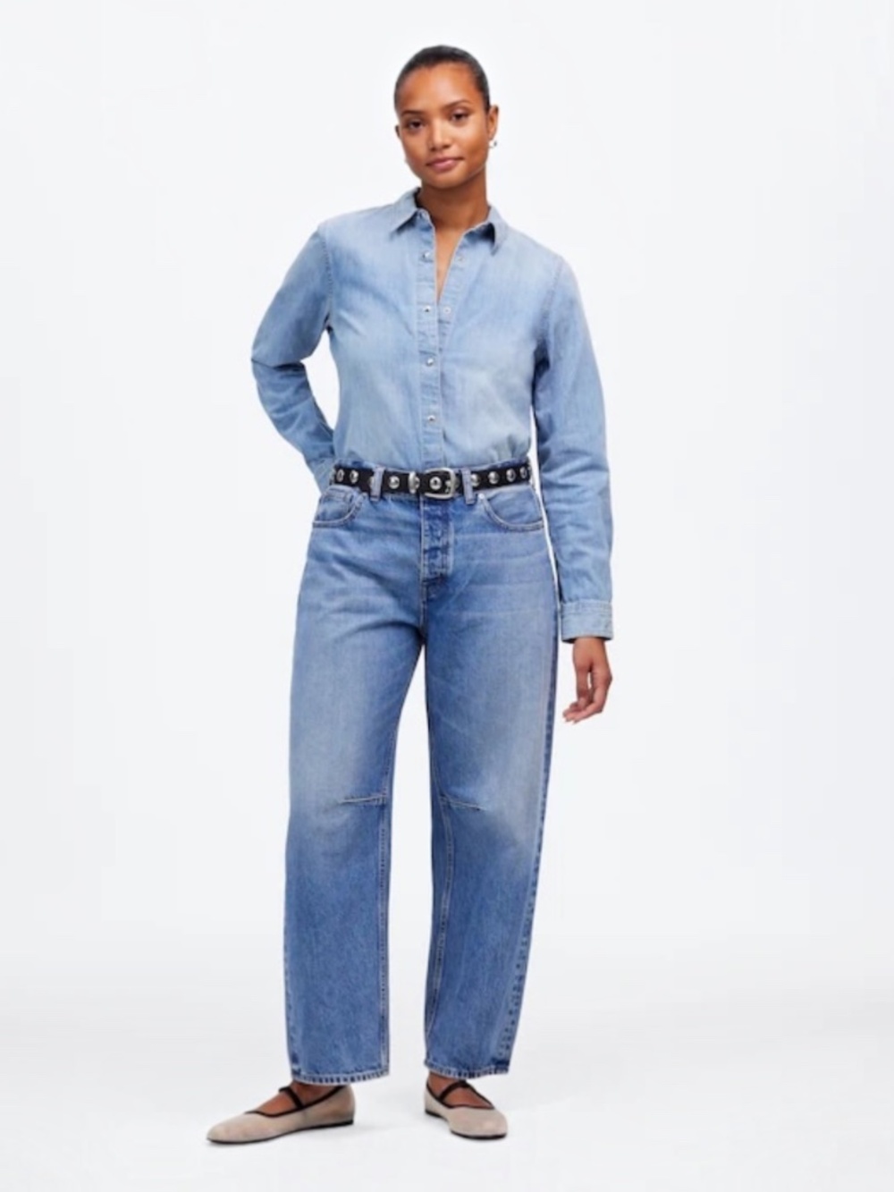 Madewell Curvy Darted Barrel Leg Jeans Dobbins Wash Rigid Size 29 NWT